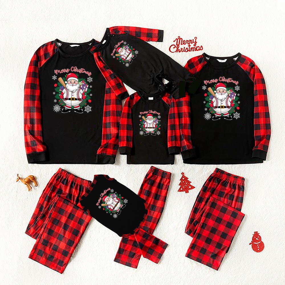 Matching Funny Baseball Santa Pajamas For Xmas Matching Funny Baseball Santa Pajamas For Xmas