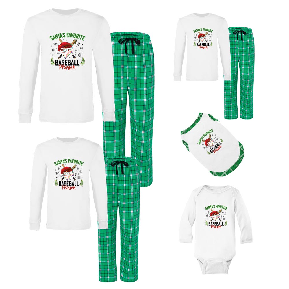 Festive Matching Baseball Pajama Sets Cotton Festive Matching Baseball Pajama Sets Cotton