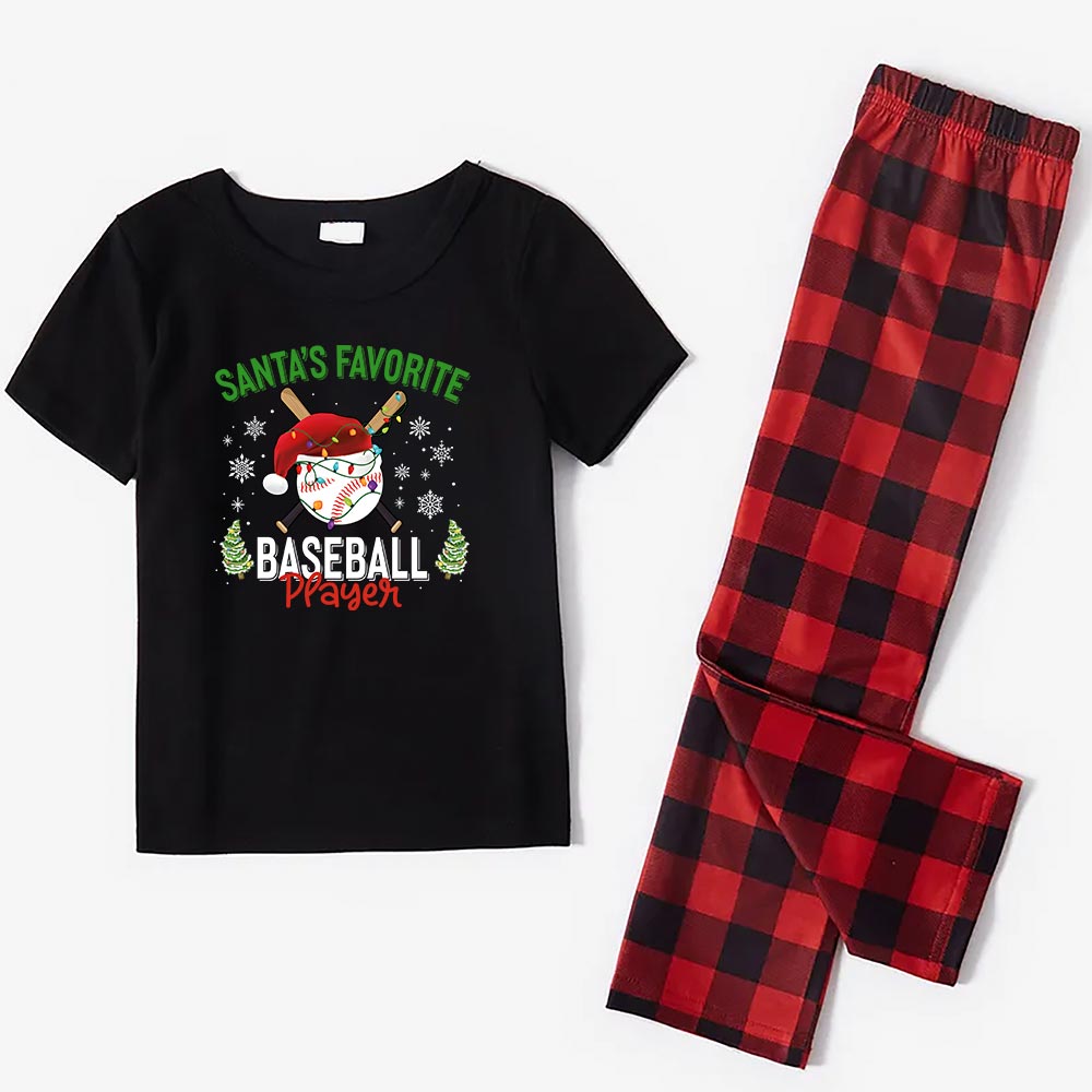 Christmas Baseball Player Matching Jammies Short Sleeves Christmas Baseball Player Matching Jammies Short Sleeves