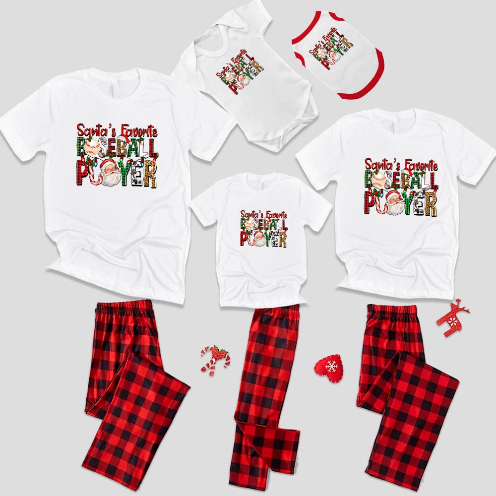 Favorite Baseball Player Christmas Pjs For Family And Dog