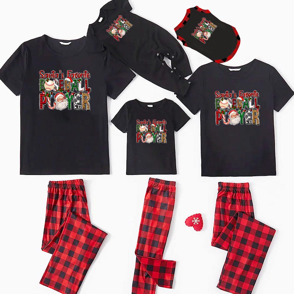 Favorite Baseball Player Christmas Pjs For Family And Dog