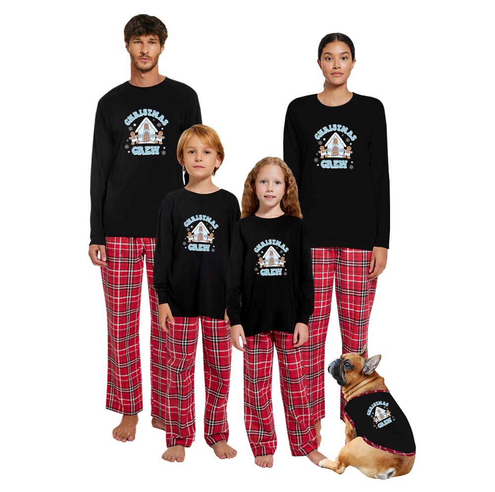 Christmas Crew Matching Pjs Blue Gingerbread House Cotton Christmas Crew Matching Pjs Blue Gingerbread House Cotton