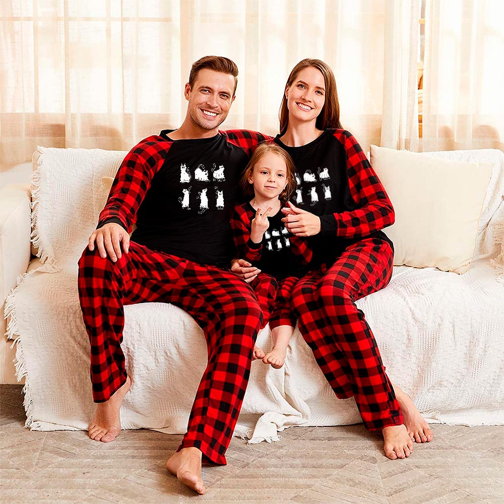 Spooky Ghost Cat Matching Halloween Sleepwear