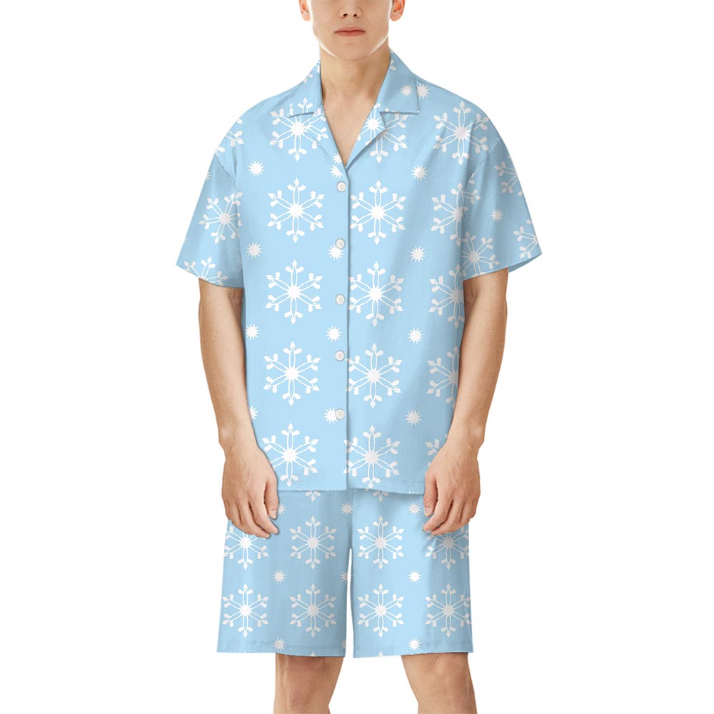 Snowflake Print Matching Jammies Christmas Short Sleeve Snowflake Print Matching Jammies Christmas Short Sleeve