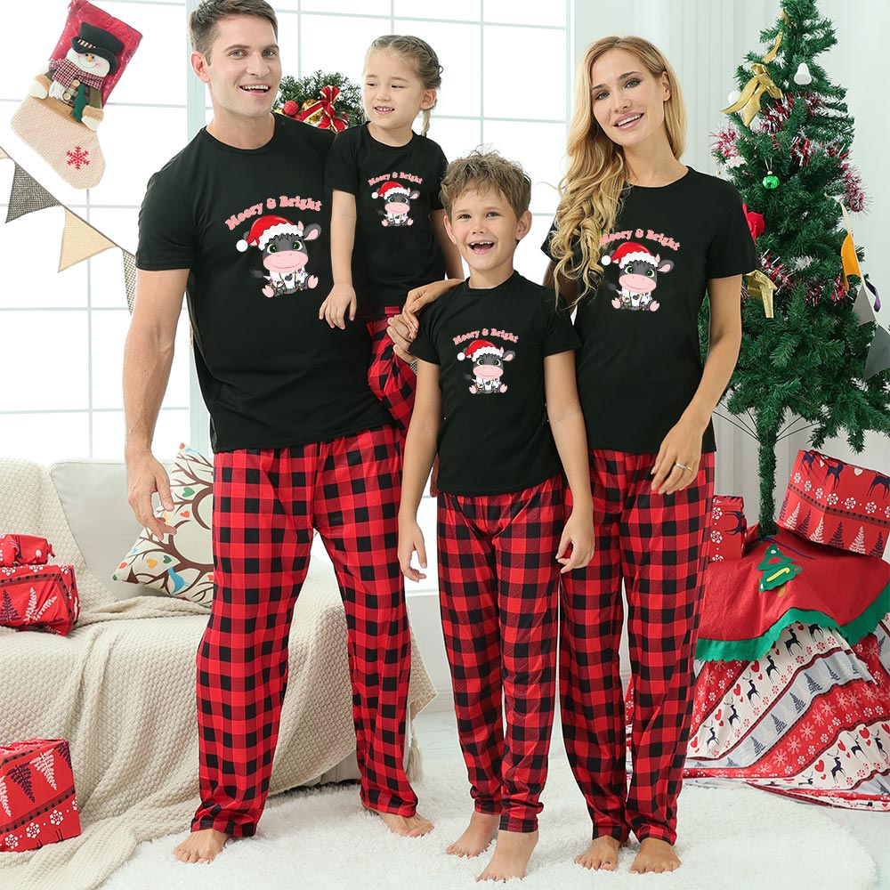 Festive Dairy Cow Christmas Pajama Set Festive Dairy Cow Christmas Pajama Set