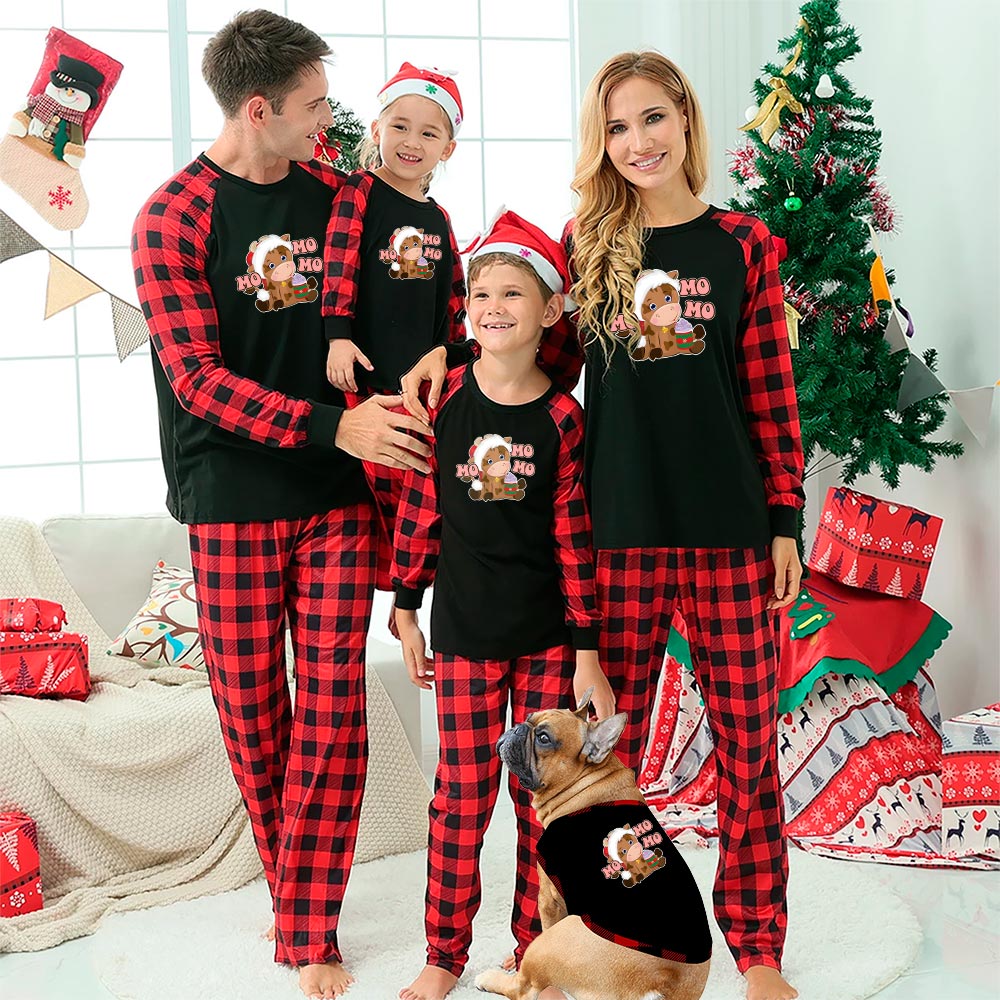 Cute Christmas Cow Pajamas Mo Mo Mo