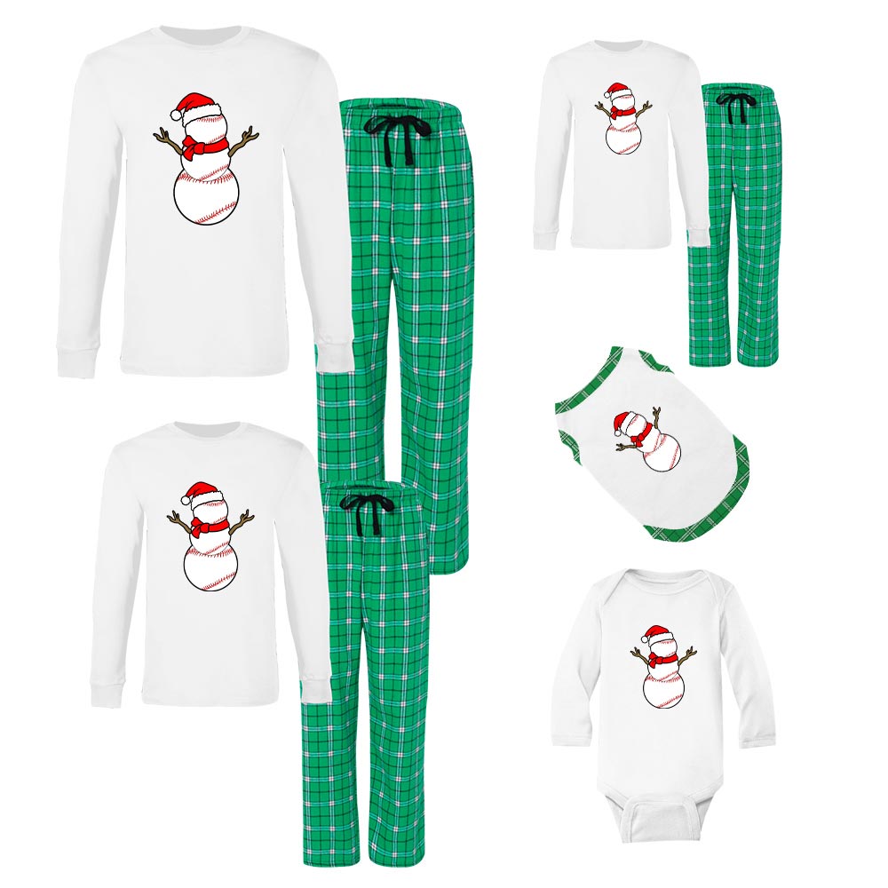 Unique Christmas Baseball Snowman Cotton Pjs