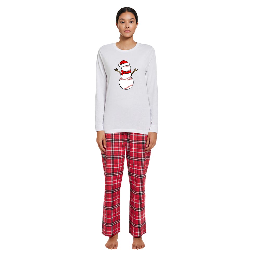 Unique Christmas Baseball Snowman Cotton Pjs