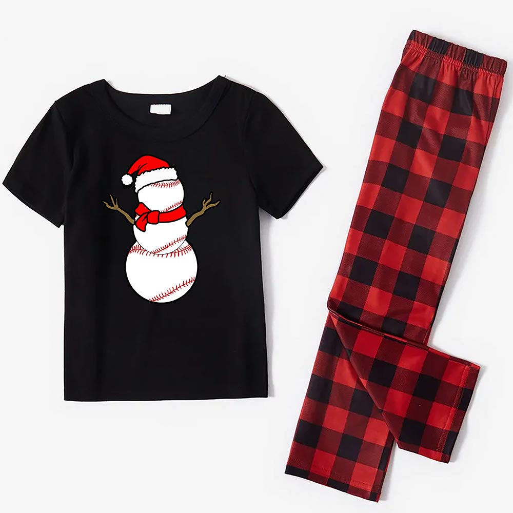 Matching Baseball Snowman Christmas Jammies Short Sleeves Matching Baseball Snowman Christmas Jammies Short Sleeves