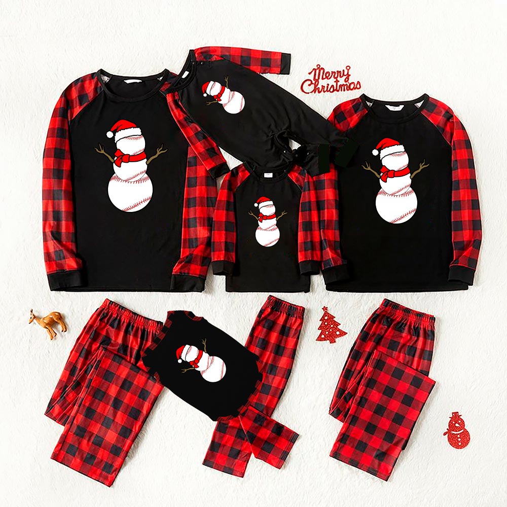 Unique Baseball Snowman Matching Christmas Pjs Plaid Unique Baseball Snowman Matching Christmas Pjs Plaid