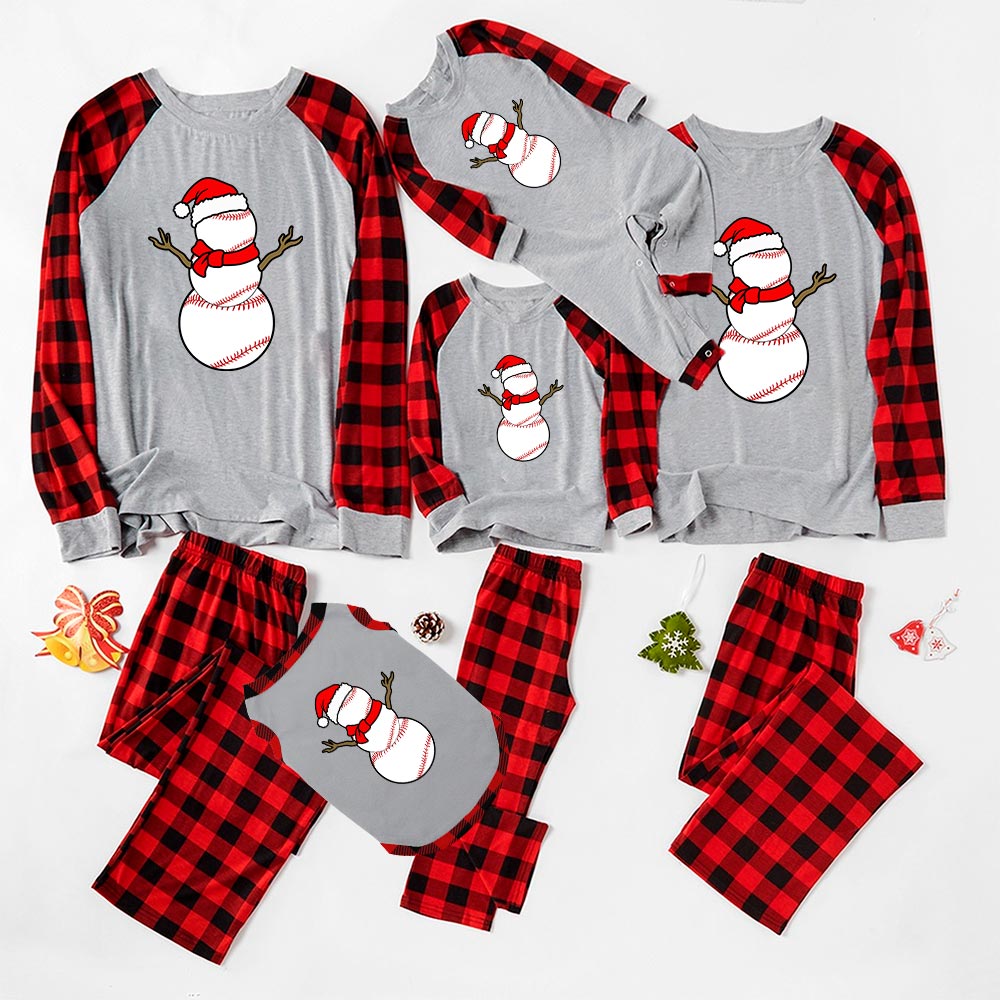 Unique Baseball Snowman Matching Christmas Pjs Plaid Unique Baseball Snowman Matching Christmas Pjs Plaid