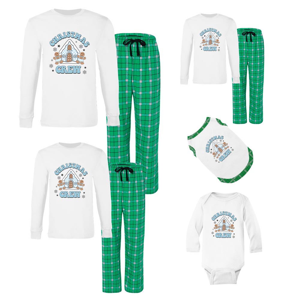 Christmas Crew Matching Pjs Blue Gingerbread House Cotton Christmas Crew Matching Pjs Blue Gingerbread House Cotton