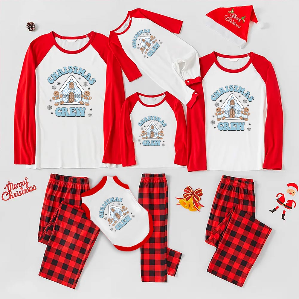 Festive Blue Christmas Gingerbread House Christmas Crew Pajamas Festive Blue Christmas Gingerbread House Christmas Crew Pajamas