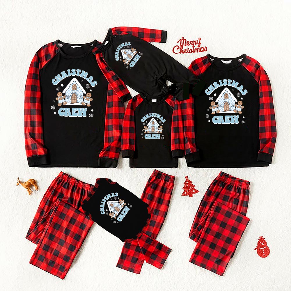 Festive Blue Christmas Gingerbread House Christmas Crew Pajamas Festive Blue Christmas Gingerbread House Christmas Crew Pajamas
