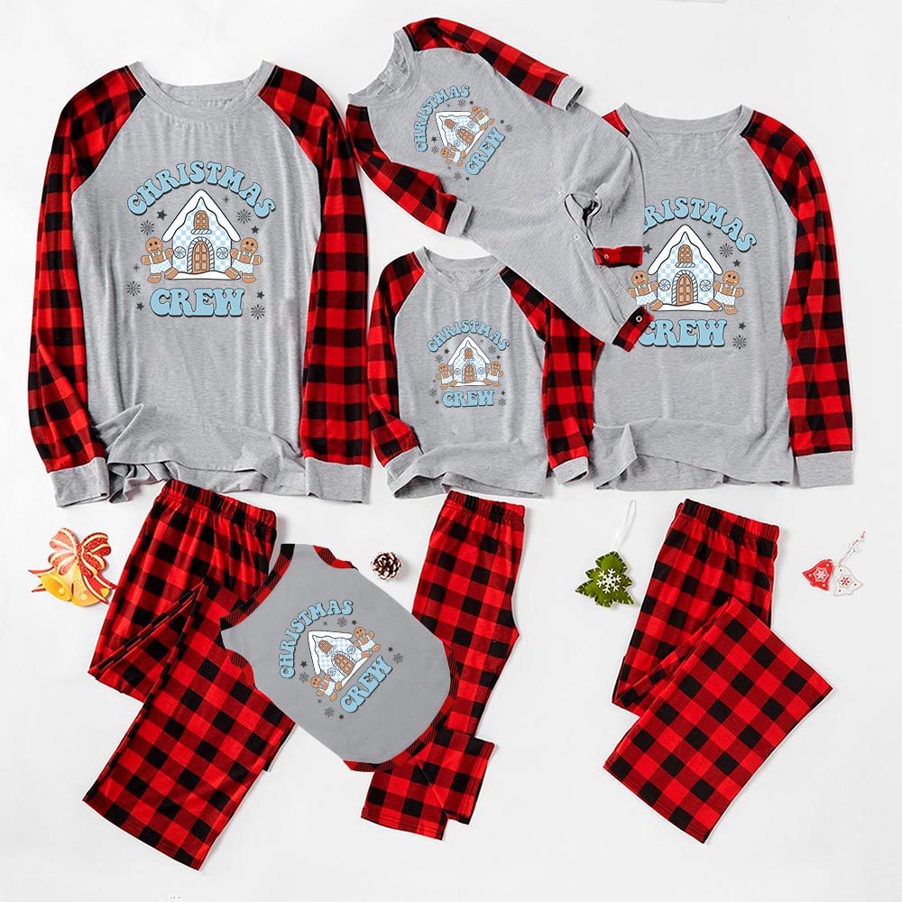 Festive Blue Christmas Gingerbread House Christmas Crew Pajamas Festive Blue Christmas Gingerbread House Christmas Crew Pajamas