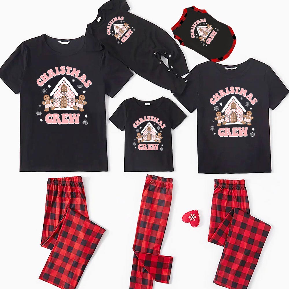 Matching Christmas Crew Pajamas Pink Gingerbread House Matching Christmas Crew Pajamas Pink Gingerbread House