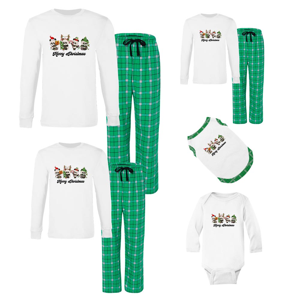 Matching Christmas Panda Jammies Cotton Matching Christmas Panda Jammies Cotton