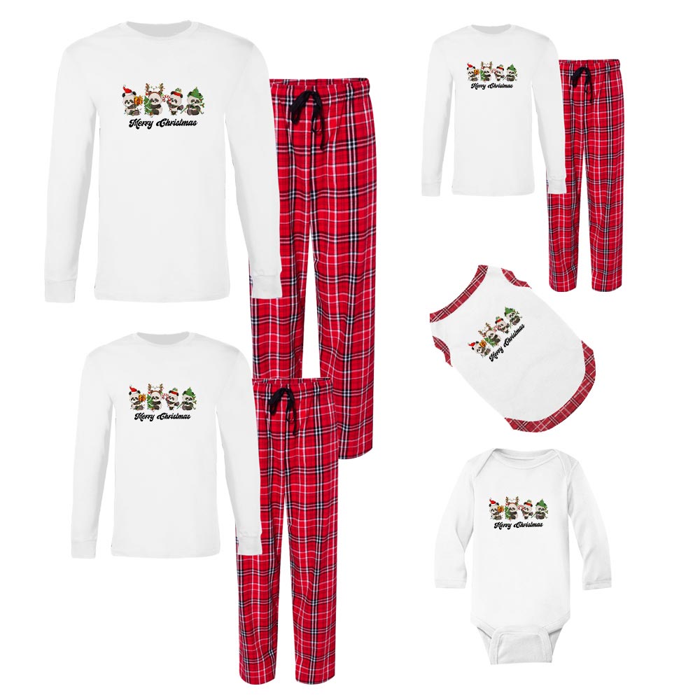 Matching Christmas Panda Jammies Cotton Matching Christmas Panda Jammies Cotton
