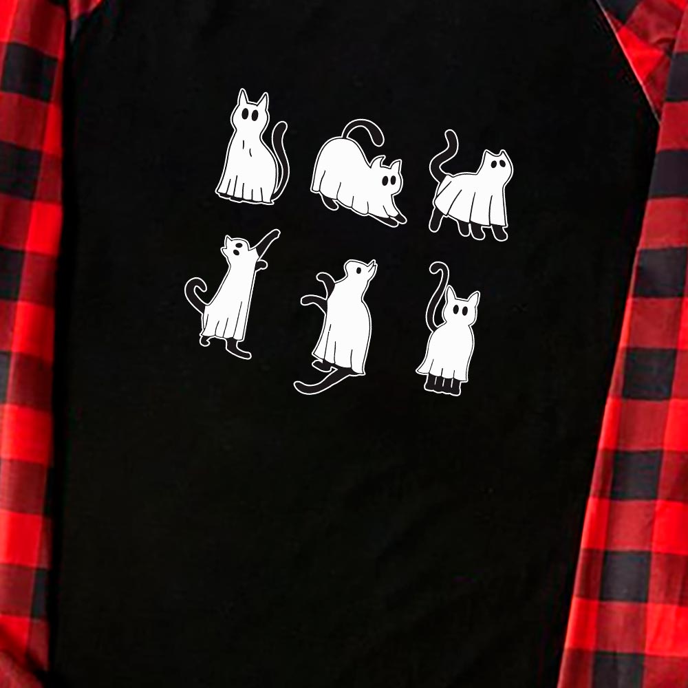 Spooky Ghost Cat Matching Halloween Sleepwear