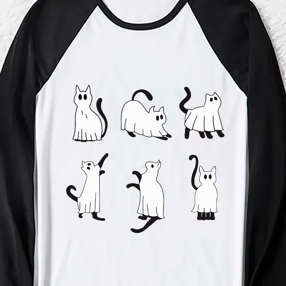 Spooky Ghost Cat Matching Halloween Sleepwear