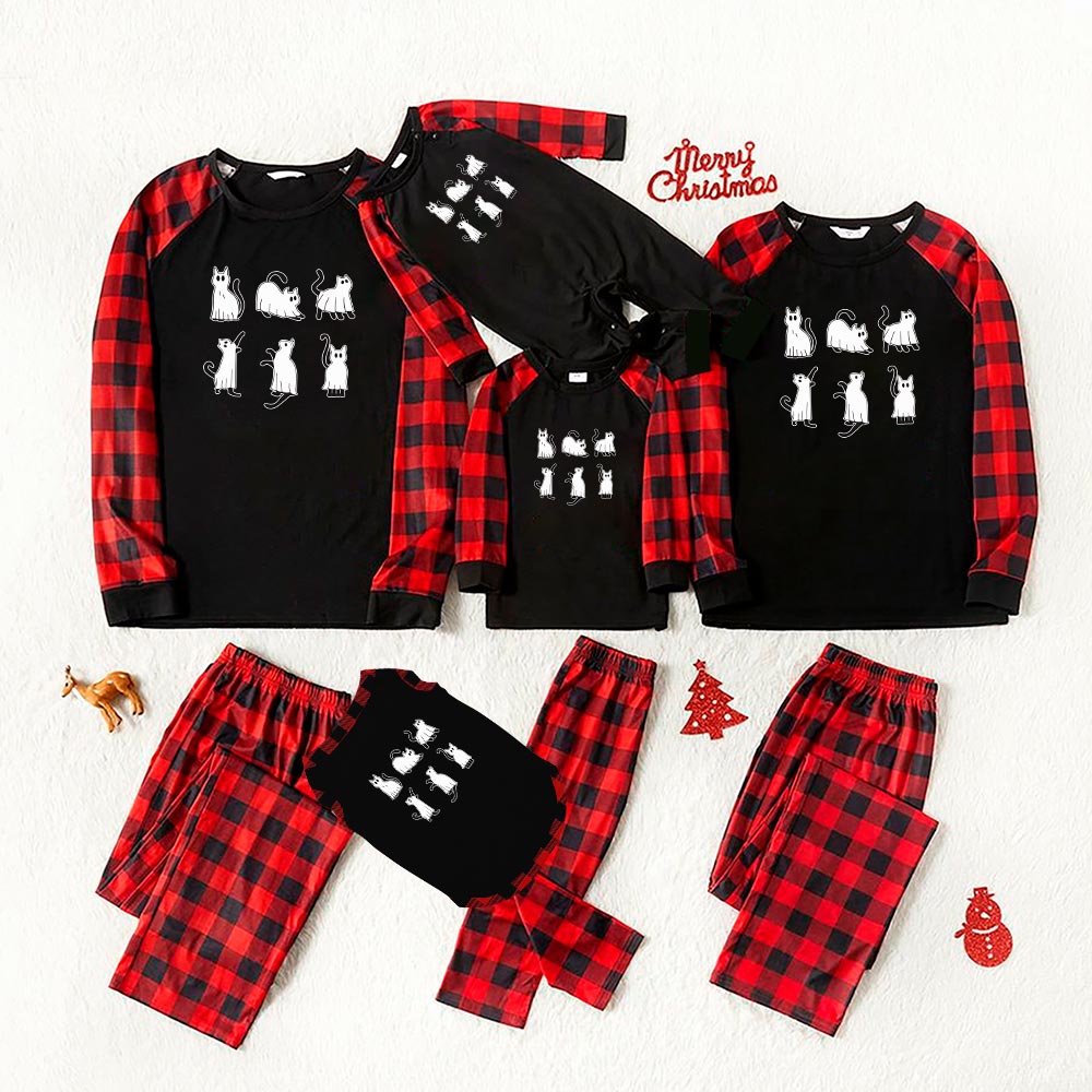 Spooky Ghost Cat Matching Halloween Sleepwear