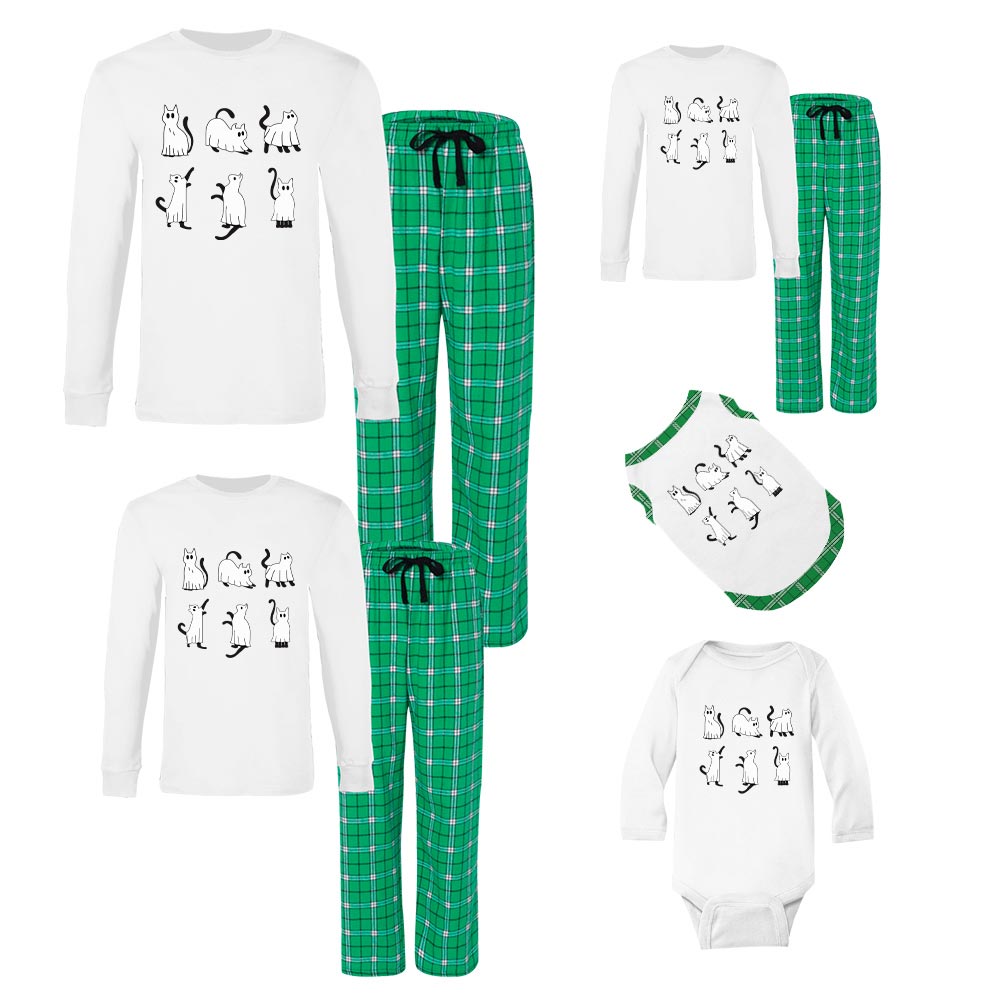 Ghost Cat Matching Halloween Jammies Cotton Ghost Cat Matching Halloween Jammies Cotton