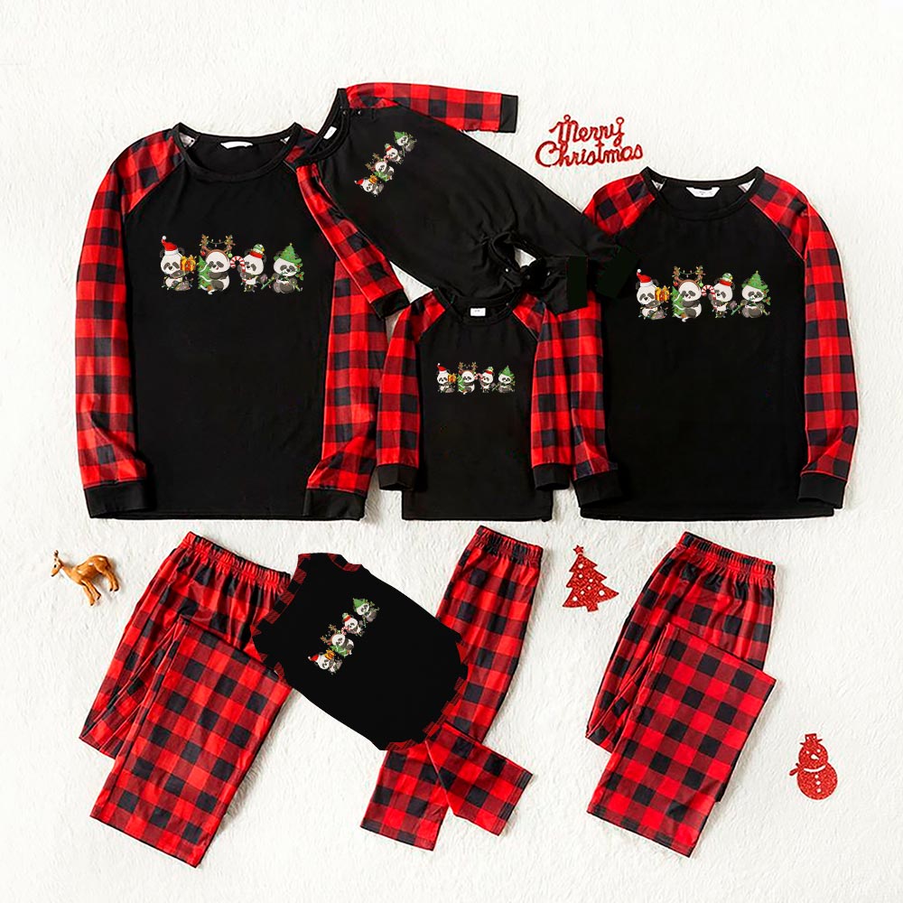 Festive Christmas Panda Matching Christmas Pajamas Festive Christmas Panda Matching Christmas Pajamas