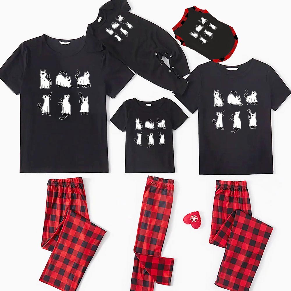 Ghost Cat Halloween Short Sleeve Pajamas Ghost Cat Halloween Short Sleeve Pajamas