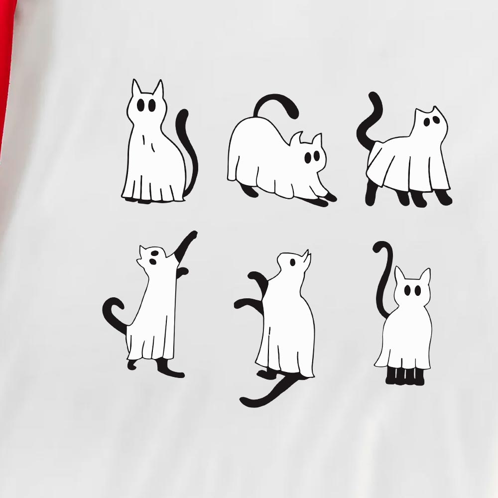 Ghost Cat Halloween Short Sleeve Pajamas Ghost Cat Halloween Short Sleeve Pajamas