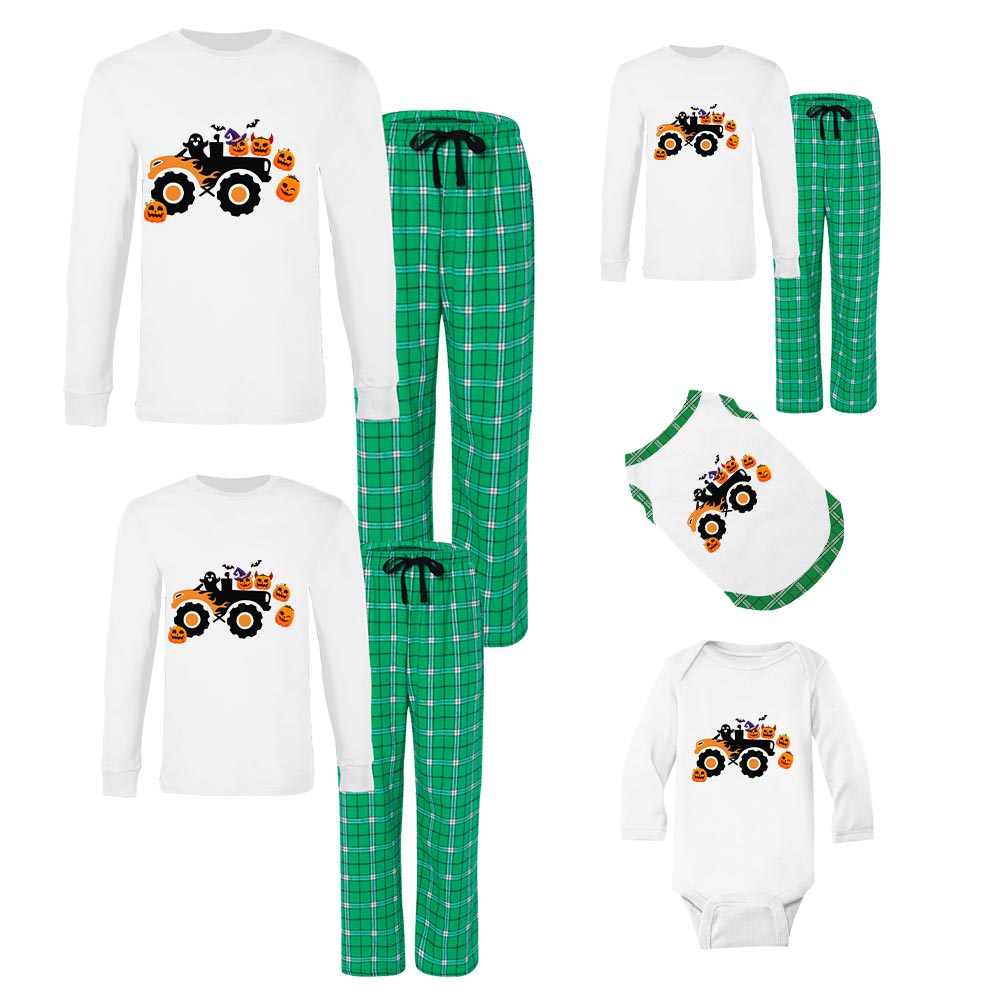 Monster Truck Halloween Matching Pajamas Cotton