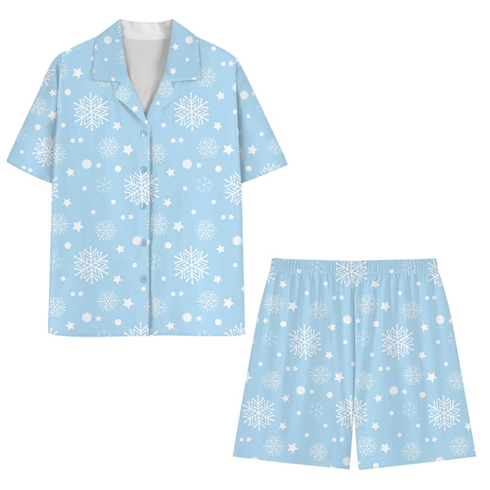 Short Sleeve Snowflake Matching Family Sleepwear Short Sleeve Snowflake Matching Family Sleepwear