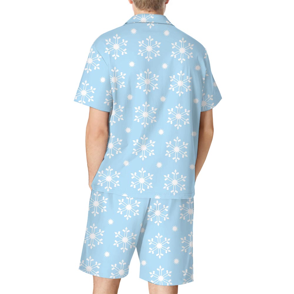 Snowflake Print Matching Jammies Christmas Short Sleeve Snowflake Print Matching Jammies Christmas Short Sleeve