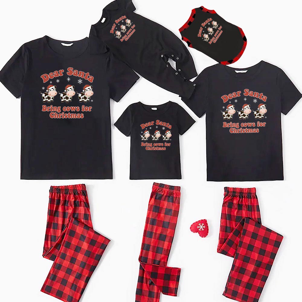 Unique Christmas Dairy Cow Jammies Short Sleeves Unique Christmas Dairy Cow Jammies Short Sleeves