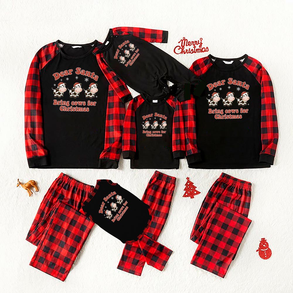 Matching Baby Dairy Cows Christmas Jammies Plaid Matching Baby Dairy Cows Christmas Jammies Plaid