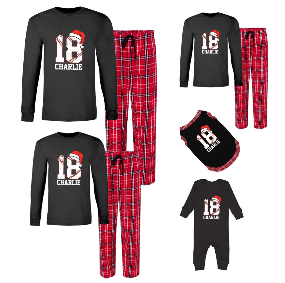 100% Cotton Christmas Baseball Pajamas Customisable 100% Cotton Christmas Baseball Pajamas Customisable