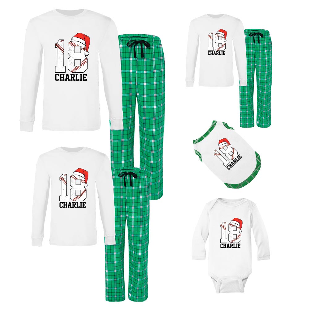 100% Cotton Christmas Baseball Pajamas Customisable 100% Cotton Christmas Baseball Pajamas Customisable