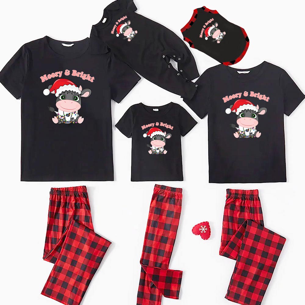Festive Dairy Cow Christmas Pajama Set Festive Dairy Cow Christmas Pajama Set