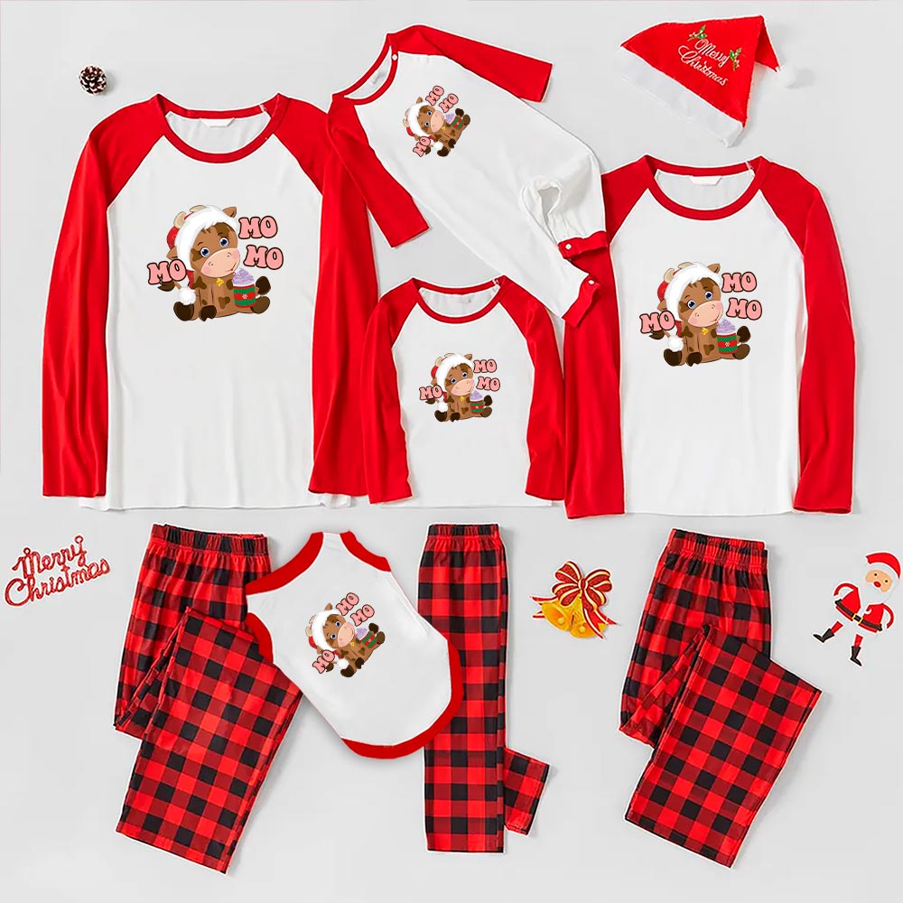 Cute Christmas Cow Pajamas Mo Mo Mo