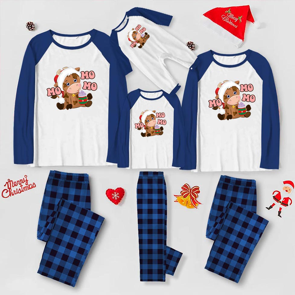 Cute Christmas Cow Pajamas Mo Mo Mo