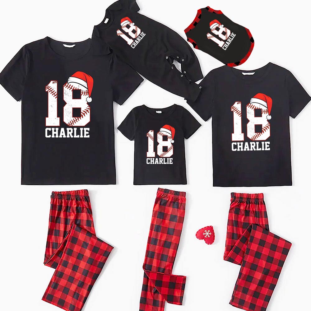 Christmas Baseball Pjs Custom Your Number And Name