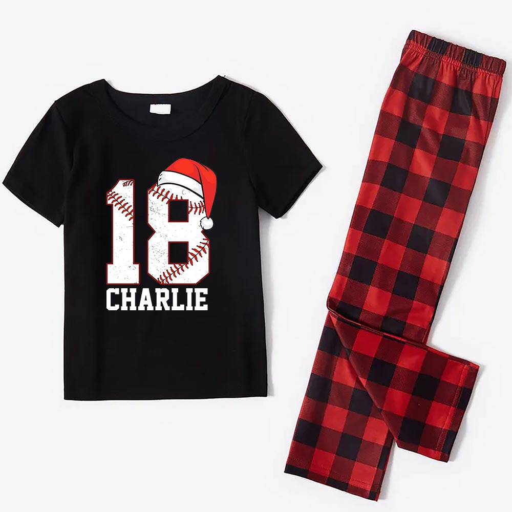 Christmas Baseball Pjs Custom Your Number And Name