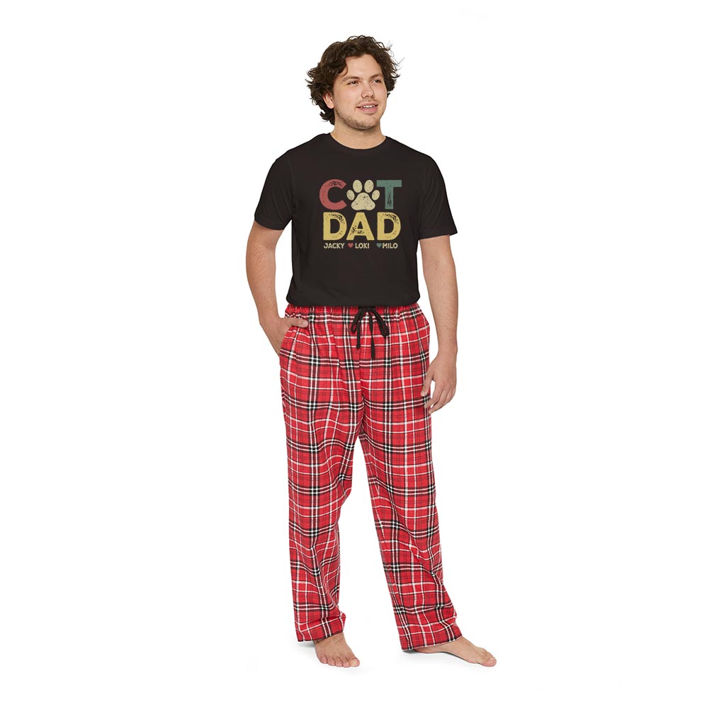 Cat Dad Personalized Name Cotton Pajamas Father's Day Gift Cat Dad Personalized Name Cotton Pajamas Father's Day Gift