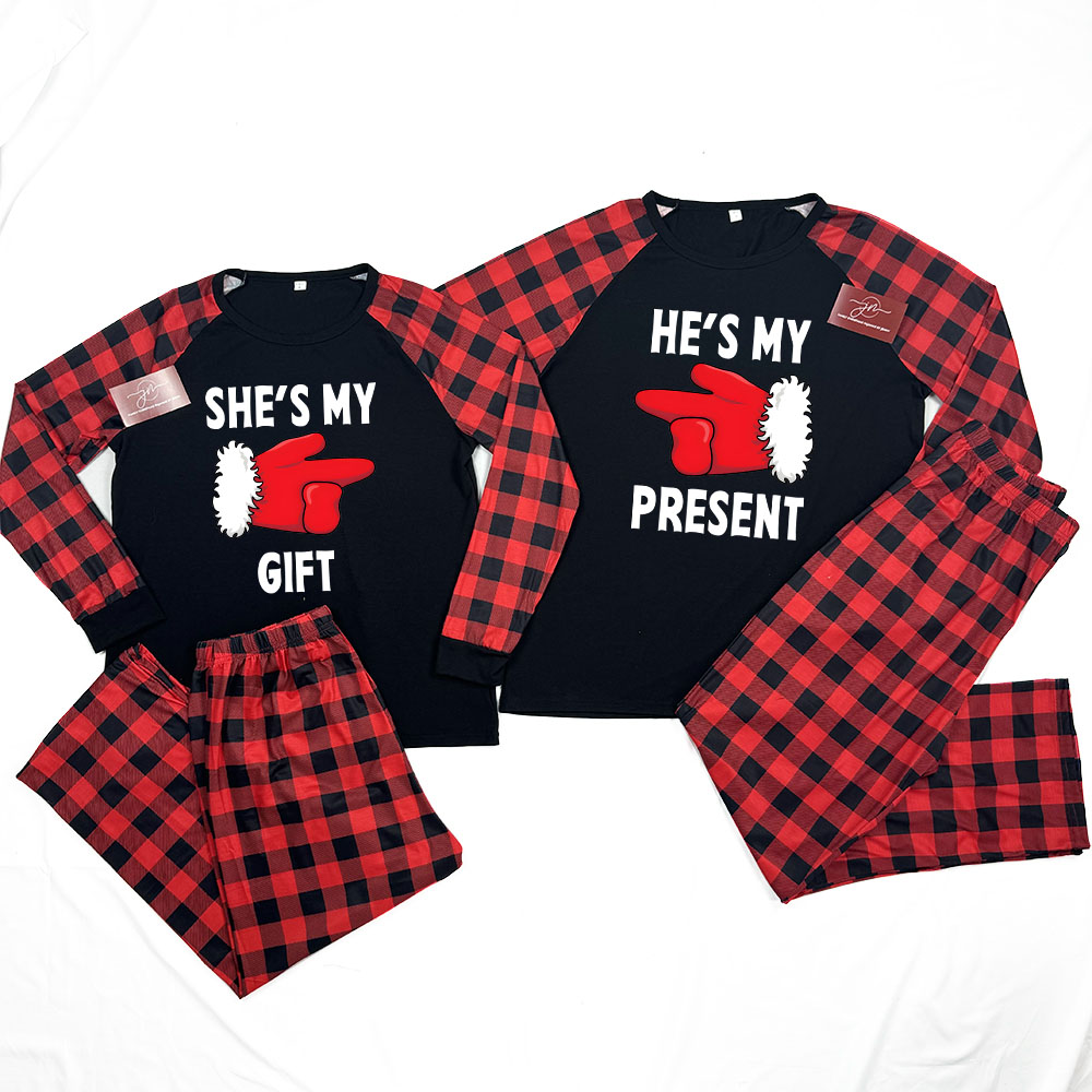 Santa Present Christmas Matching Pajamas For Couples Santa Present Christmas Matching Pajamas For Couples