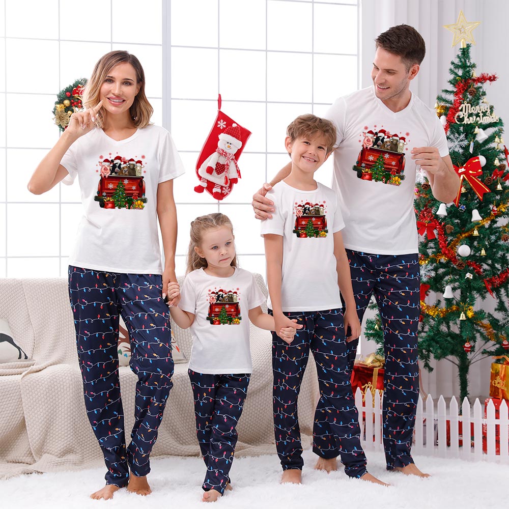 Matching Christmas Jammies Print Farm Animal Red Truck Matching Christmas Jammies Print Farm Animal Red Truck
