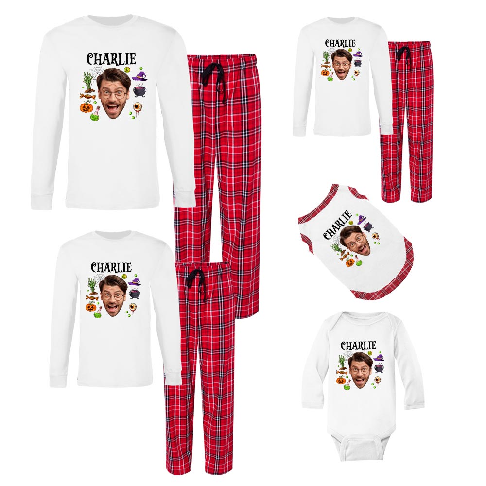 Custom Face and Name Cotton Halloween Pajamas Custom Face and Name Cotton Halloween Pajamas
