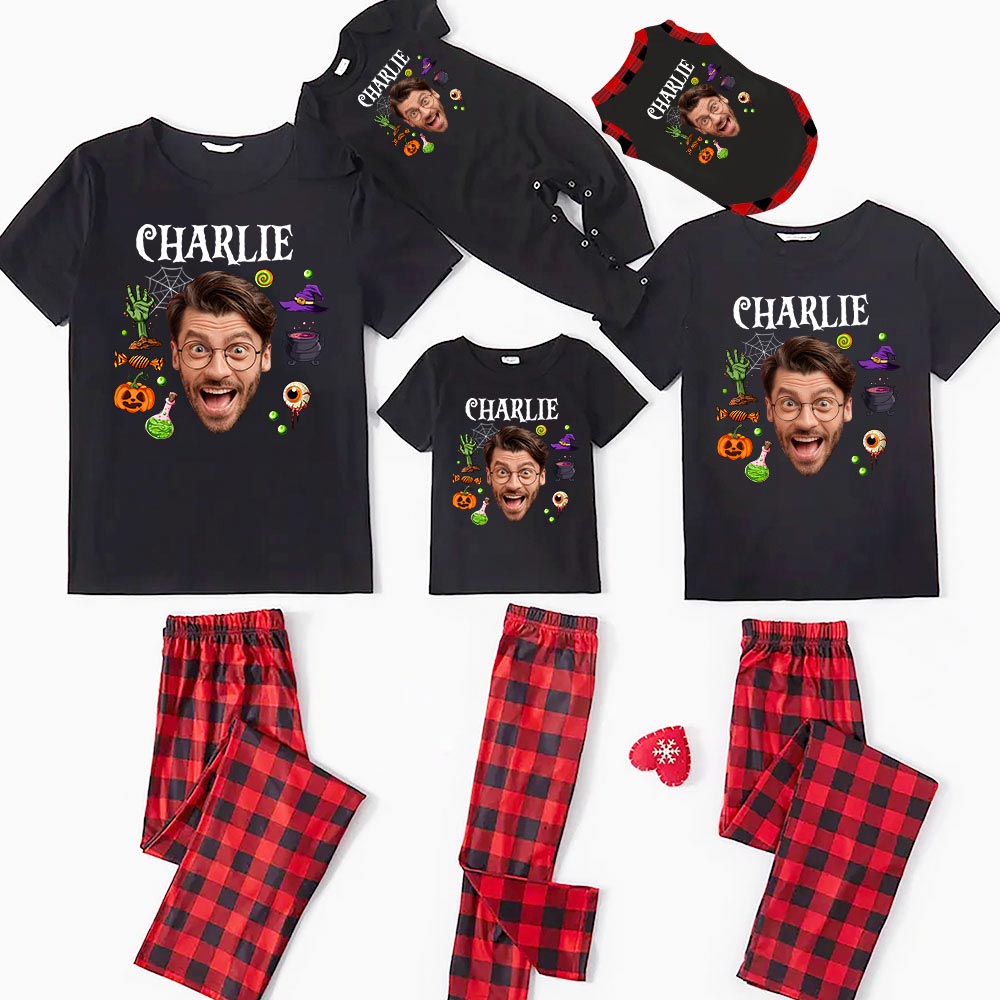 Short Personalized Halloween Pajamas With Face And Name Short Personalized Halloween Pajamas With Face And Name