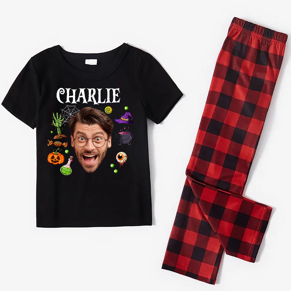 Short Personalized Halloween Pajamas With Face And Name Short Personalized Halloween Pajamas With Face And Name