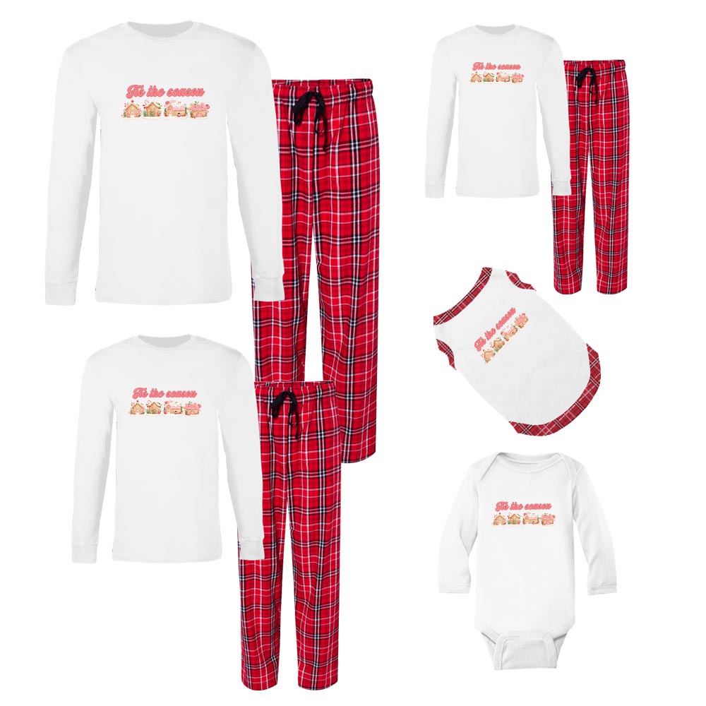 Cotton Matching Christmas Pjs Print Gingerbread House Tis The Season Cotton Matching Christmas Pjs Print Gingerbread House Tis The Season