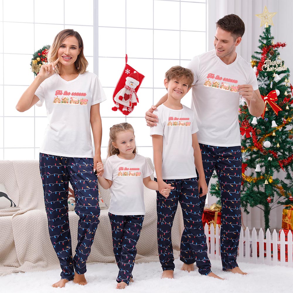Festive Family Xmas Pjs Gingerbread Houses Tis The Season