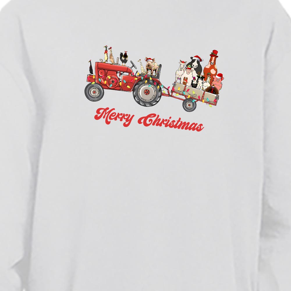 Playful Farm Animals On Tractor Christmas Pajamas Playful Farm Animals On Tractor Christmas Pajamas